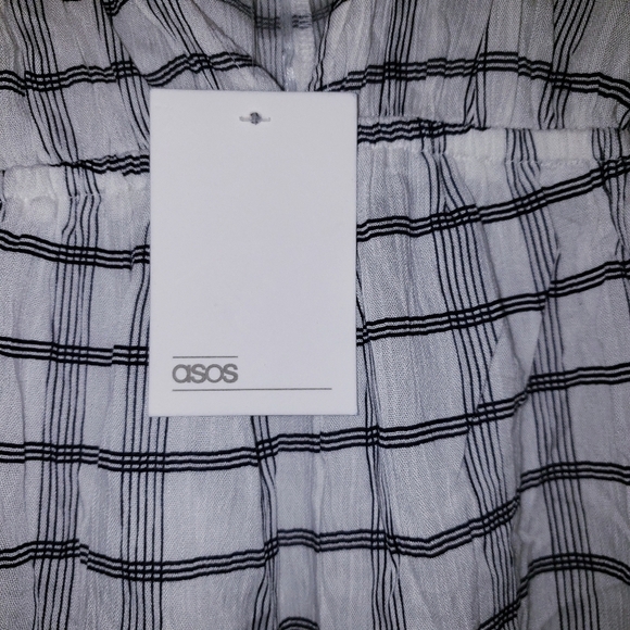 NWT Asos Crinkled Halter Mono Check Print Romper - Picture 8 of 8